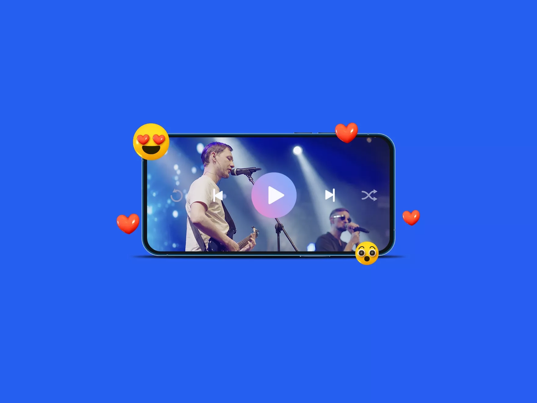 A concert covered in emojis displayed on a mobile phone